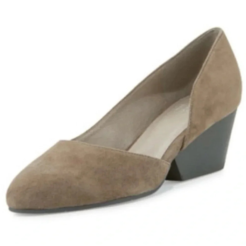 Eileen fisher Lilly dorsay heel flat gray 7 spring designer classic $200 formal